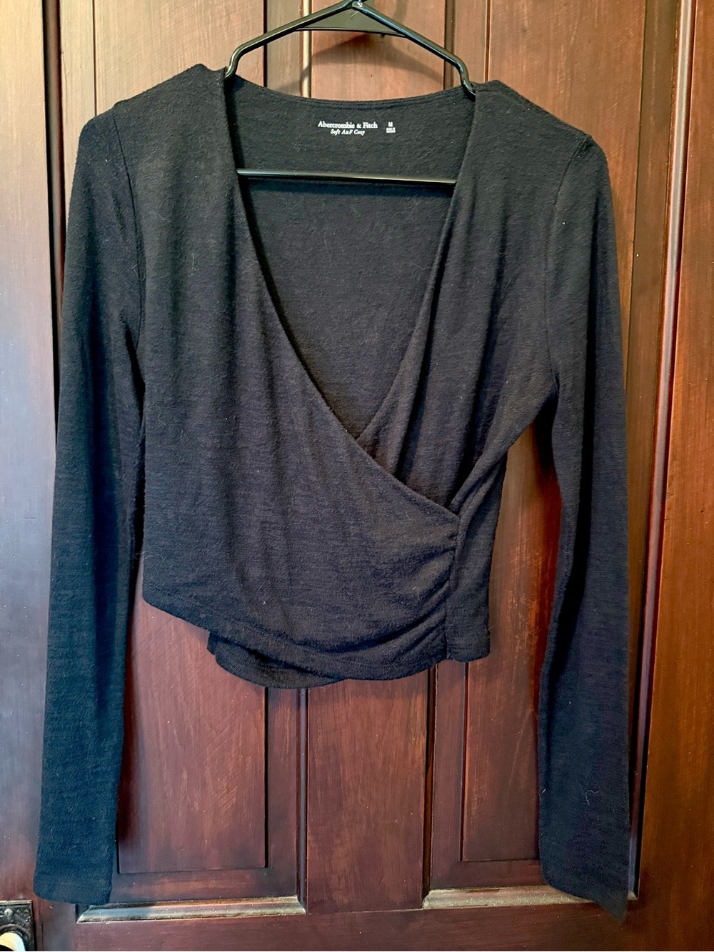Abercrombie & Fitch Black Wrap-Style Crop Top